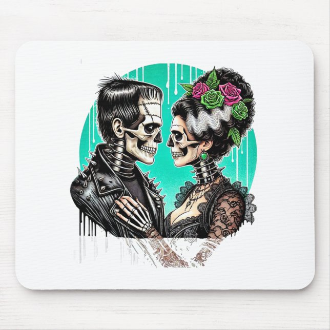 Halloween Lovers Frankenstein Skeleton For Men Wom Mousepad (Vorne)