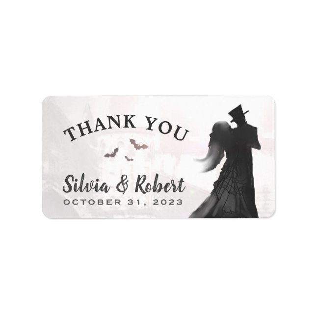 Halloween Lovers Silhouette Danke Yo Wedding Label Adressaufkleber (Vorne)