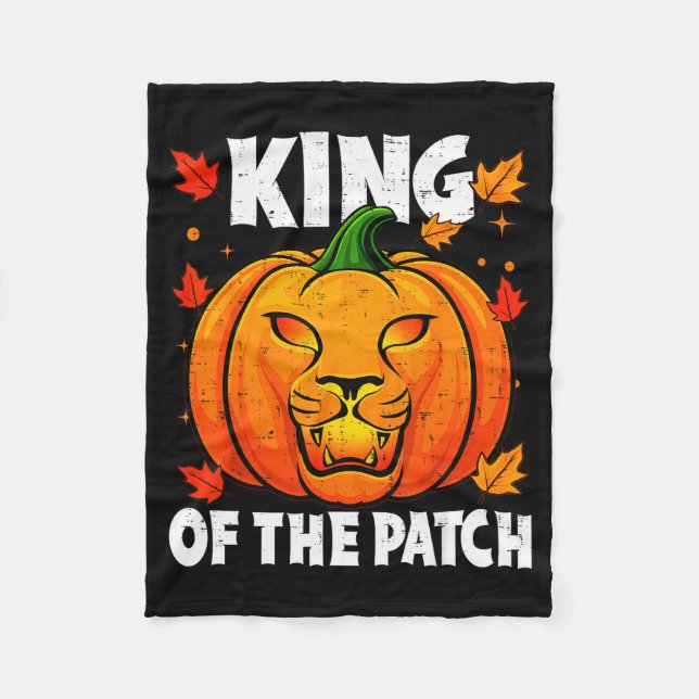Halloween-Löwe-Kürbiskönig des Patch-Kostüms M Fleecedecke (Vorderseite)