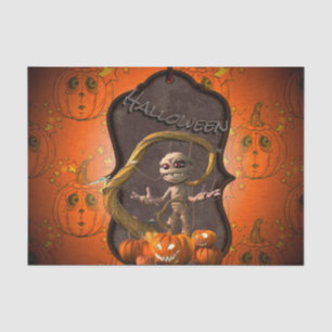 Halloween, lustige Mama mit Kürbis Seidenpapier