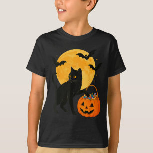 Halloween lustige schwarze Katze Kürbis mit süßer T-Shirt