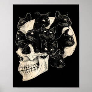 Halloween Lustige Schwarze Katze Vintage Katzen Poster