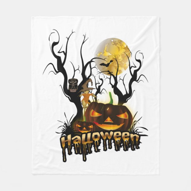 Halloween lustiger Kürbis mit Eule Fleecedecke (Vorderseite)
