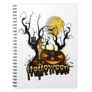 Halloween lustiger Kürbis mit Eule Notizblock