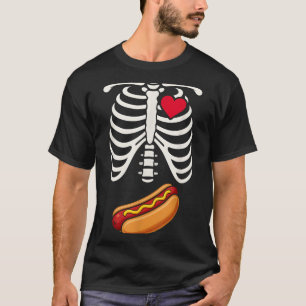 Halloween Lustiger Skelett Brustkorb Hotdog Food L T-Shirt