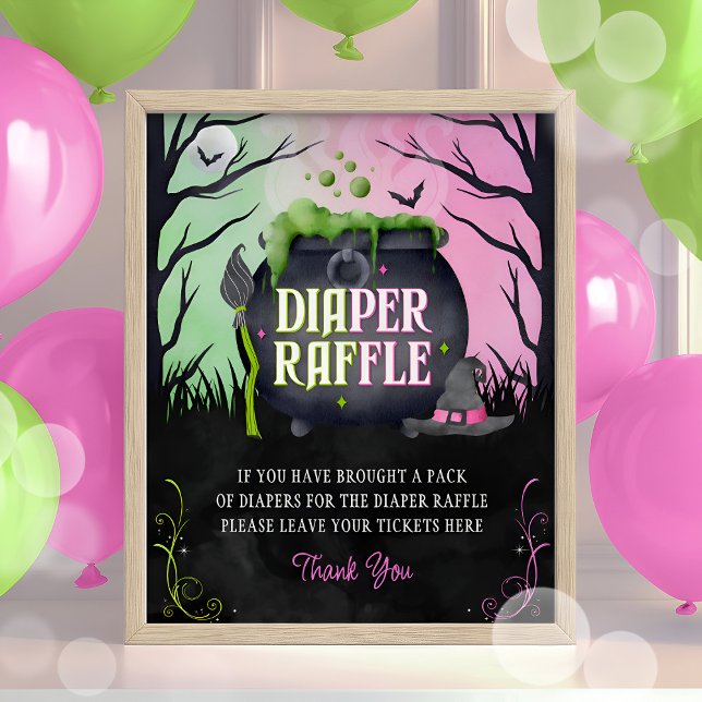 Halloween Mädchen Baby Shower Windel-Raffle-Schild Poster (Von Creator hochgeladen)