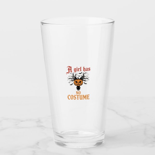 Halloween-Mädchen Hat Kein Kostüm-Kürbis Glas (Vorderseite)