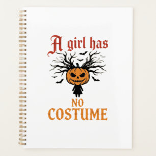 Halloween-Mädchen Hat Kein Kostüm-Kürbis Planer