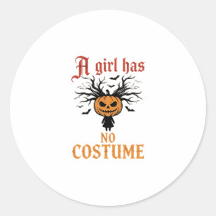Halloween-Mädchen Hat Kein Kostüm-Kürbis Runder Aufkleber