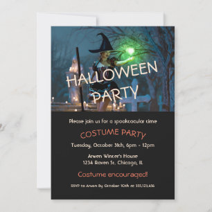 Halloween-Mädchen im Wald - Einladung