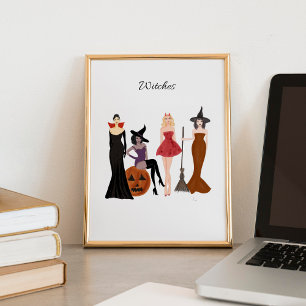 Halloween-Mädchen, Modekizze, Hexen, Poster