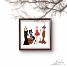 Halloween-Mädchen, Modekizze, Hexen,