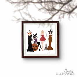 Halloween-Mädchen, Modekizze, Hexen, Poster