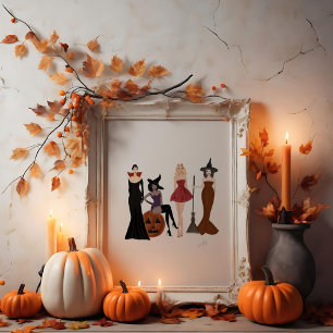 Halloween-Mädchen, Modeskizze, Hexen, Poster