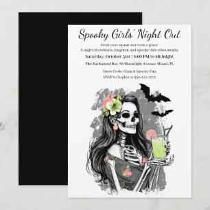 Halloween Mädchen Nacht Gruselige Cocktailparty Einladung