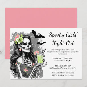 Halloween Mädchen Nacht Gruselige Cocktailparty Einladung