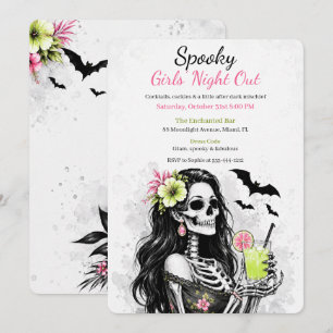 Halloween Mädchen Nacht   Gruselige Cocktailparty Einladung