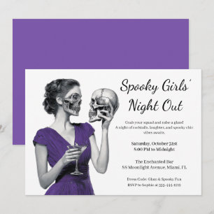 Halloween Mädchen Nacht Spuk Cocktailparty Einladung