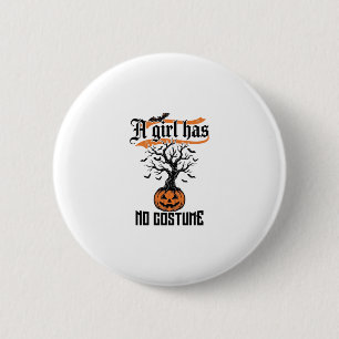 Halloween-Mädchen ohne Kostüm Vintage-Kürbis_1 Button