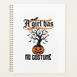Halloween-Mädchen ohne Kostüm Vintage-Kürbis_1 Planer