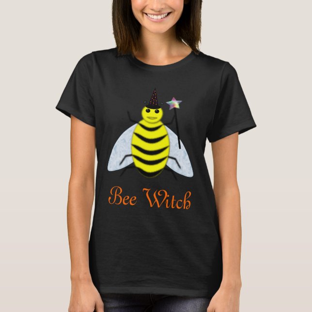 Halloween Magic Bee Hexe Orange Text Custom T-Shirt (Vorderseite)