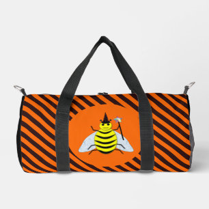Halloween Magic Bee Hexe Orange und Schwarze Strei Duffle Bag