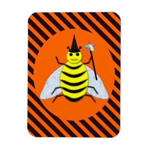 Halloween Magic Bee Hexe Orange und Schwarze Strei Magnet