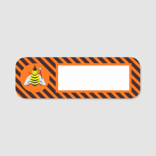 Halloween Magic Bee Hexe Orange und Schwarze Strei Namensschild