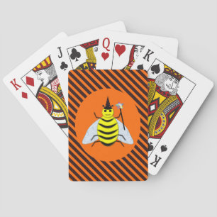 Halloween Magic Bee Hexe Orange und Schwarze Strei Spielkarten