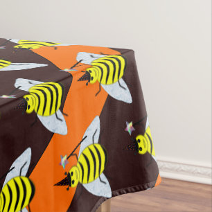 Halloween Magic Bee Hexe Orange und Schwarze Strei Tischdecke