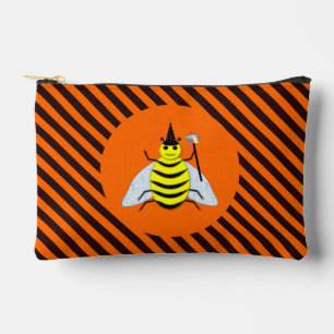 Halloween Magic Bee Hexe Orange und Schwarze Strei Zubehörtasche