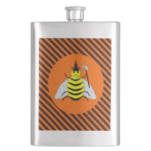 Halloween Magic Bee Hexe und Black Stripes Flachmann