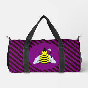 Halloween Magic Bee Wizard Lila und schwarz Streif Duffle Bag