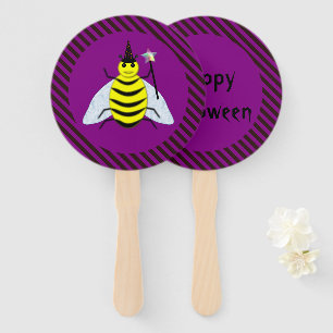 Halloween Magic Bee Wizard Lila und schwarz Streif Fächer