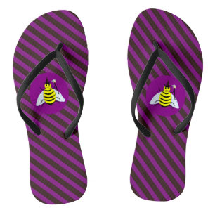 Halloween Magic Bee Wizard Lila und schwarz Streif Flip Flops