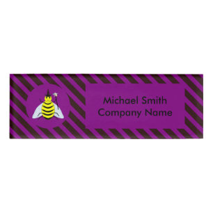 Halloween Magic Bee Wizard Lila und schwarz Streif Namenschild