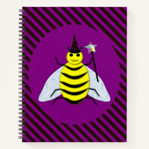 Halloween Magic Bee Wizard Lila und schwarz Streif Notizbuch
