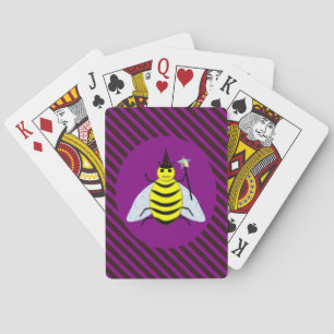 Halloween Magic Bee Wizard Lila und schwarz Streif Spielkarten