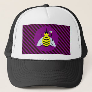 Halloween Magic Bee Wizard Lila und schwarz Streif Truckerkappe