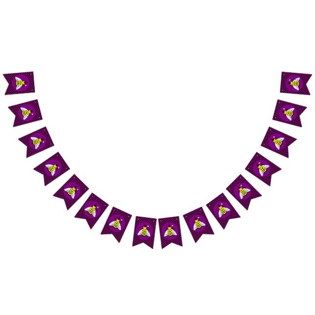 Halloween Magic Bee Wizard Lila und schwarz Streif Wimpelkette (Alle)