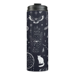 Halloween Magic: Vintages Doodle-Muster. Thermosbecher