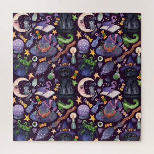 Halloween-Magie: Dunkle, von Hand gezeichnet Muste Puzzle