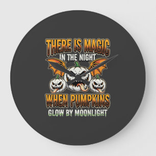 Halloween-Magie-Kürbis-Mondlicht-Horror-Vektor Große Wanduhr