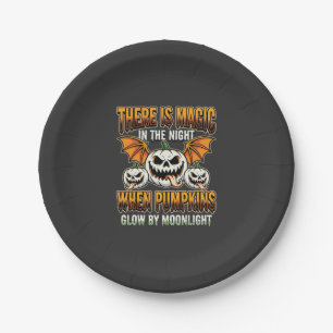 Halloween-Magie-Kürbis-Mondlicht-Horror-Vektor Pappteller