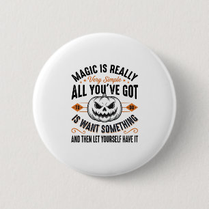 Halloween-Magie-Kürbis-Vintage-Vector-Shirt-Design Button