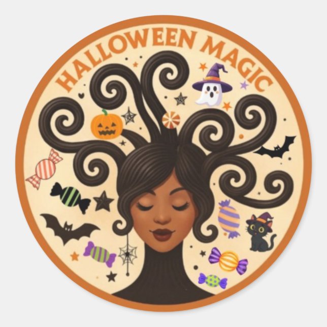 Halloween-Magie Runder Aufkleber (Vorderseite)
