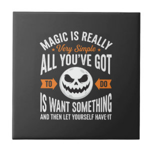 Halloween-Magie-Zitat-Kürbis-Gesicht-Design Fliese