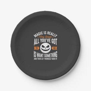 Halloween-Magie-Zitat-Kürbis-Gesicht-Design Pappteller