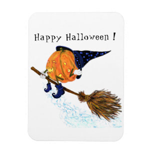 Halloween Magnet Hexenkürbis Flying Broom