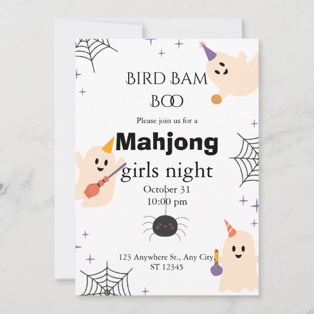 Halloween Mahjong Einladung (Vorderseite)